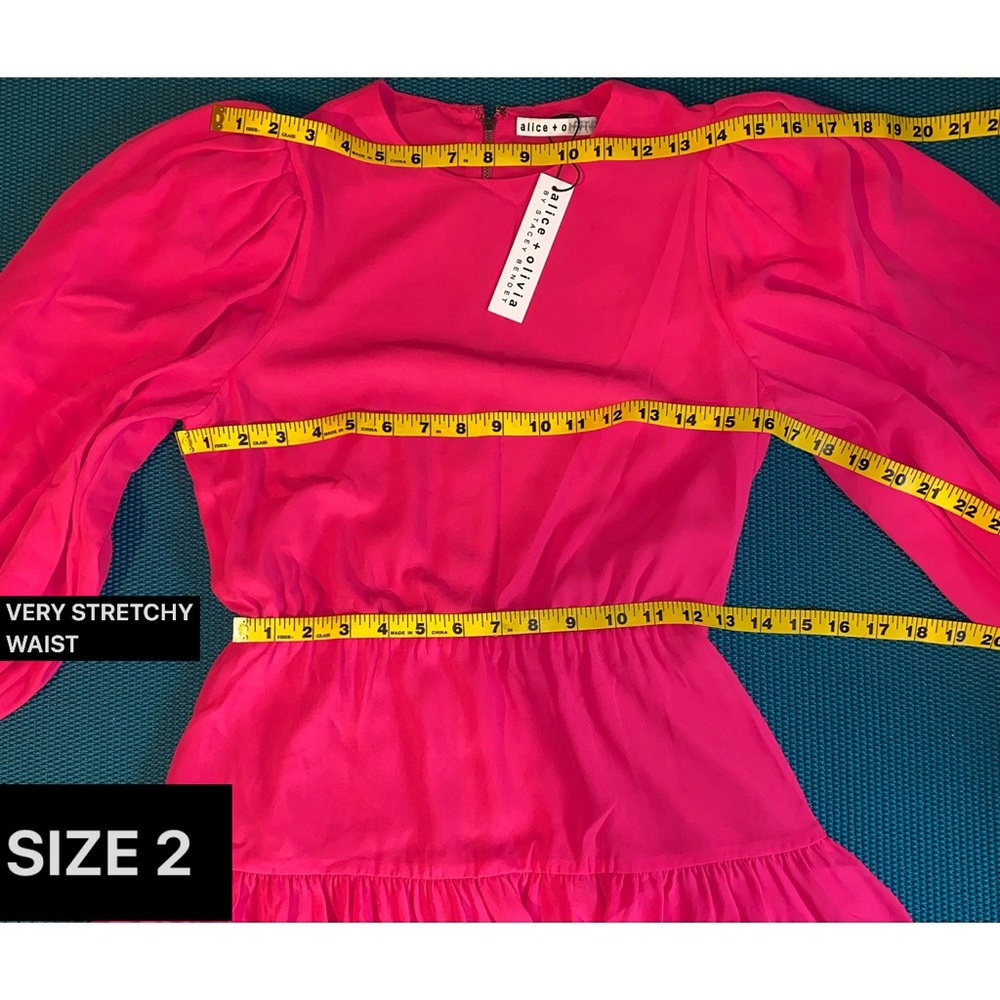 Alice + Olivia Shayla Bold Pink Puff Sleeve Mini Dress - Picture 8 of 16